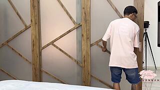 Scene#4 for video: Hot Latina wife cheats with stepson in shower scen...